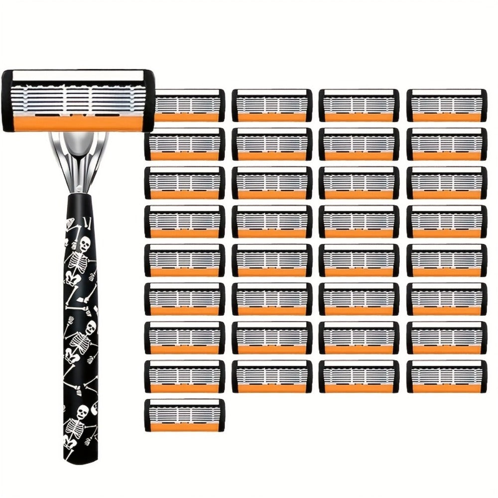 Safety Razor for Men 7-Layer Progressive Blades — Non-Slip Stainless Steel Handle Classic Double Edge Razor for Beard & Mustache Grooming, 1 or 2 Handle + 15–36 Blade Pack Options - product image 14