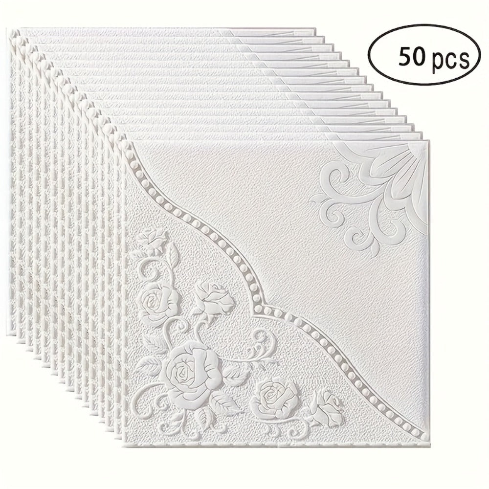 Peel and Stick Tile Stickers 13.78x13.78in Self-Adhesive Glam Plaid Pattern Wall Tiles for Kitchen Bathroom Living Room – 50pcs PVC Waterproof Removable Backsplash Decor - product image 3
