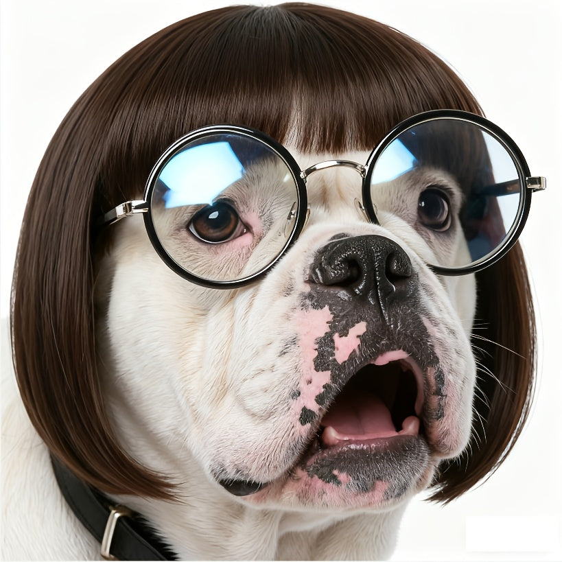 Funny Pet Hair Headpiece Adjustable Heat-Resistant Trimmable Black Brown Wig for Halloween Christmas Birthday Party Dress Up Photo Prop – Dog Wig Costume for - product image 2