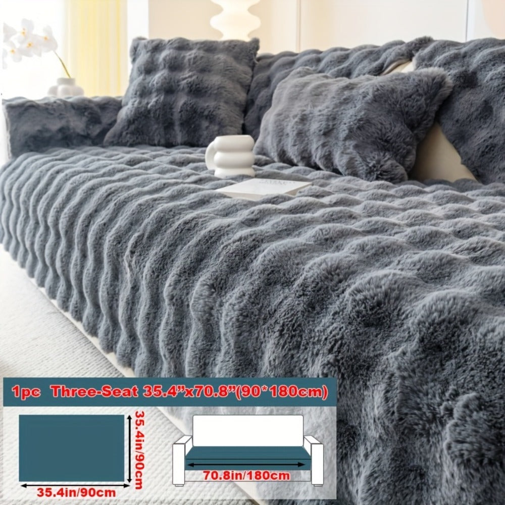 Faux Rabbit Plush Sofa Cover Winter Warm Thickened Anti-Slip Pet Friendly Cushion Protector for Living Room Bedroom Office 1 2 3 4 Seater - product image 7