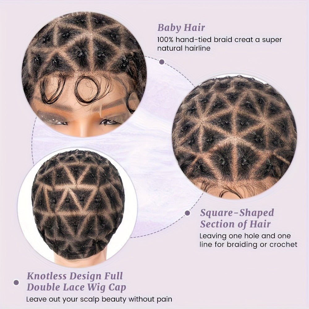 Braided Wig Cap Double Full Lace with Baby Hair Glueless Breathable Adjustable 22 Inch | 81-120 Sections Goddess Box Braid Faux Locs Passion Twist Crochet - product image 5