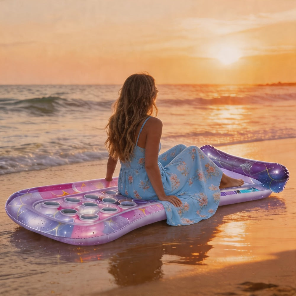 Inflatable Pool Float Sequin Gradient, Rectangular PVC Floating Bed with Ventilation Holes & Flash Gradient Colors, Buoyancy Water Lounge for Indoor Outdoor Pool Beach Lake - product image 6
