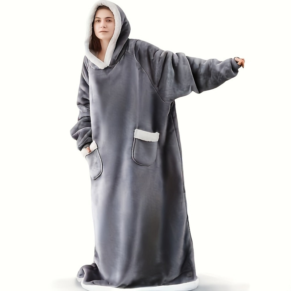 Wearable Blanket Hoodie – Oversized Flannel Sweatshirt Blanket with Pockets for Women & Men, 450-500gsm Thick Warm Winter Cozy - product image 8