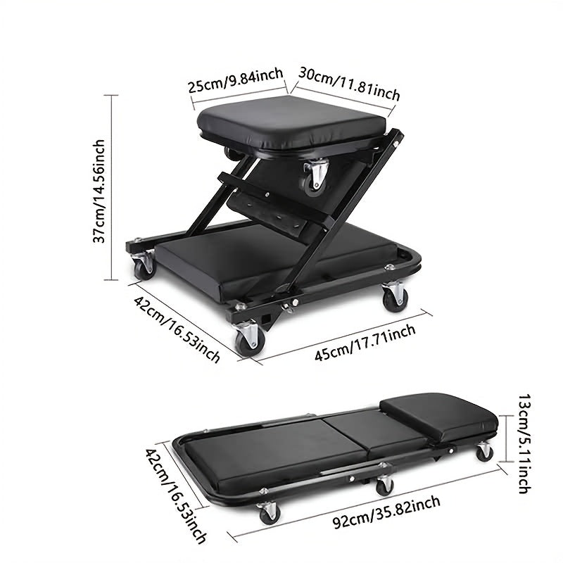 Auto Repair Bench with Roller Moving Tool Tray(Sold Separately), Wheel X Mechanical Climber 3-In-1/2-In-1 Z-Shaped Seat with 500 Pound Capacity, Foldable and - product image 11