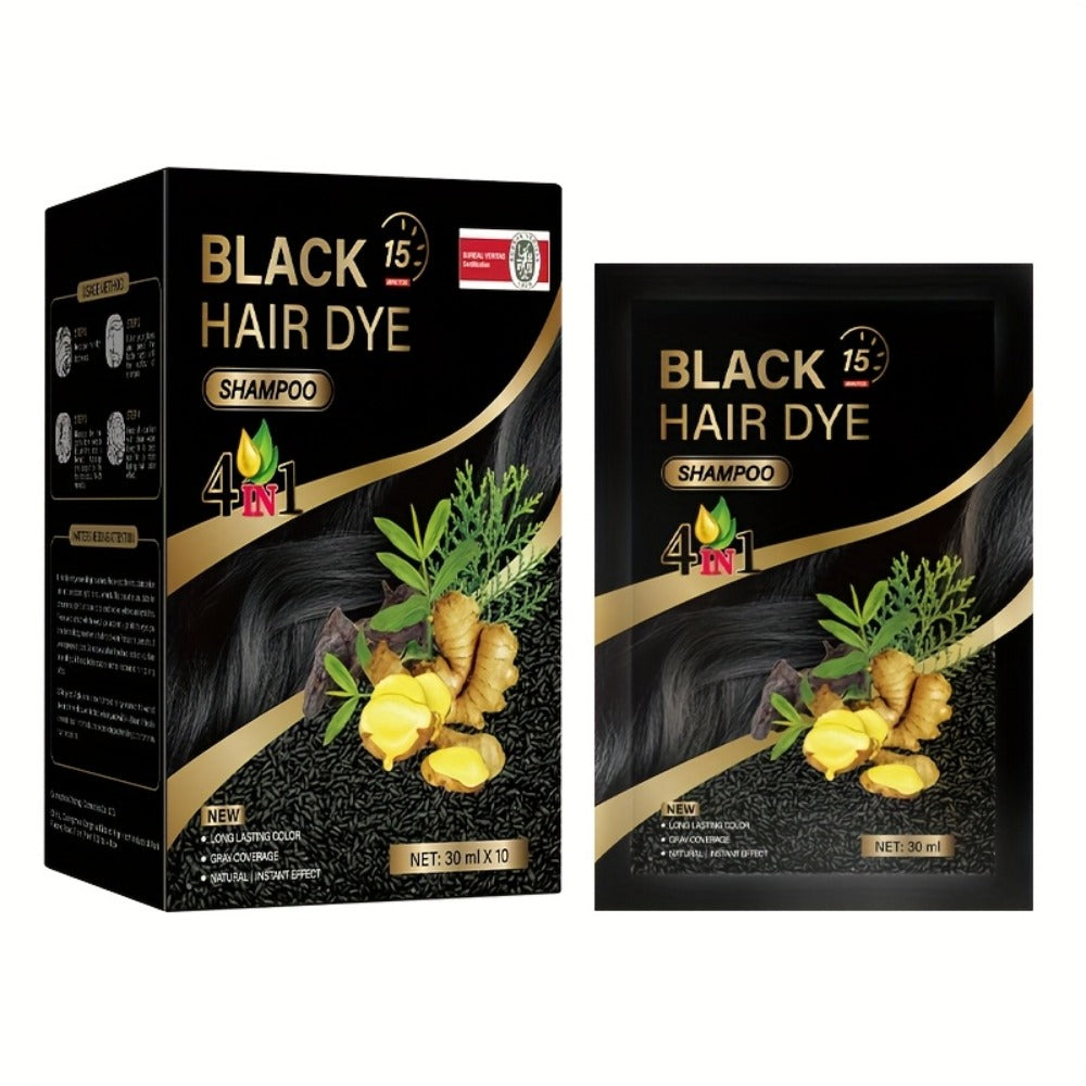 3-in-1 Hair Dye Shampoo Sachets Box of 10 Packs — Natural Color, Grey Coverage, Deep Cleansing, No-Mix Formula, Travel-Friendly Individual Packaging for Women & Men, Black Brown Ch - product image 3