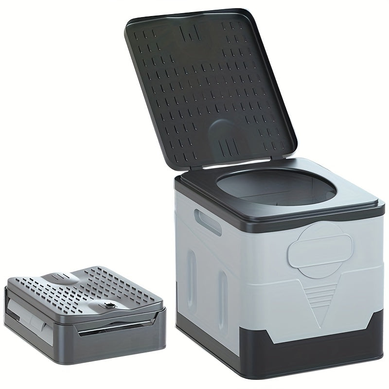 Collapsible Camping Toilet Portable Porta Potty for Adults Kids with Lid Drain Hole Waterproof Thick PP Plastic Luggable Loo for Hiking Car Travel Outdoor Emergency Use Storage Box