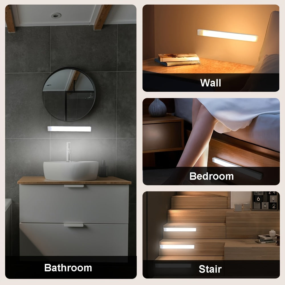 Motion Sensor Light 3 Pack USB Rechargeable LED Cabinet Light Dimmable 3 Color Temps Magnetic Base for Kitchen Closet Stairs Hallway Bedroom 7.87" 11.81" - product image 8