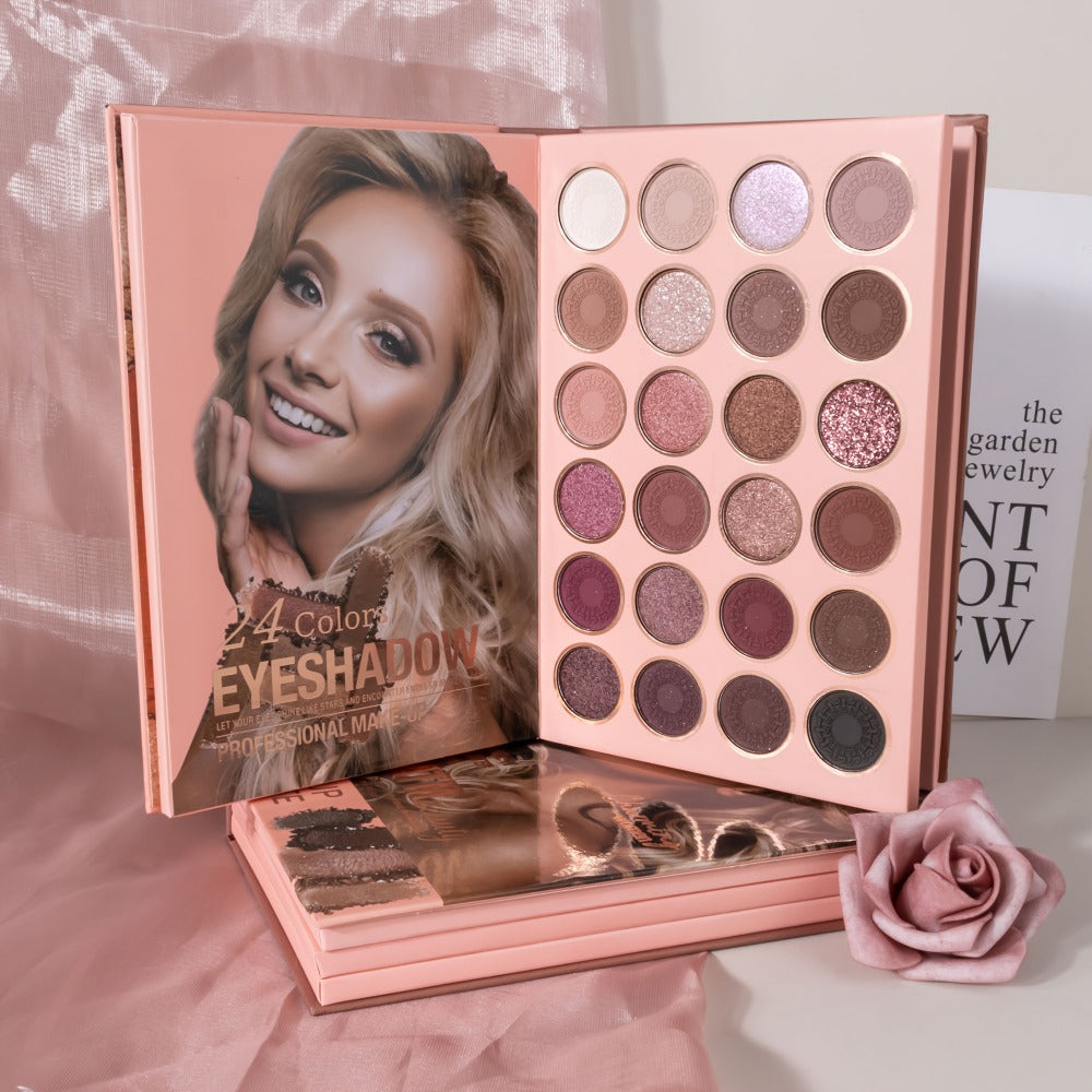 Eyeshadow Palette Book Style SHCOETY 4-in-11 Makeup Kit | 24-Color Eyeshadow + 6-Color Highlighter + 6-Color Blush + 7-Color Contour | Folding Magazine Design | All Skin Tones - product image