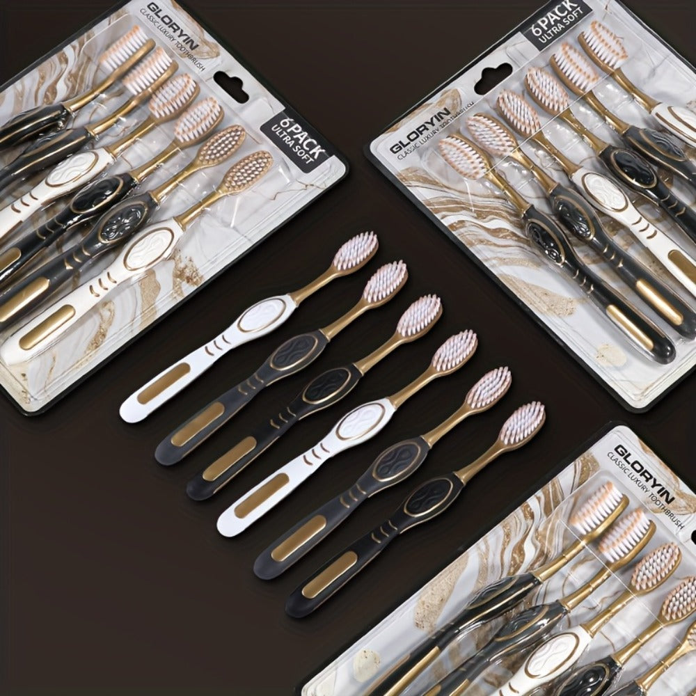 Gloryin Soft Bristle Toothbrush Set Anti-Slip Olive Handle Full Size Head Gentle Gum Care Daily Oral Hygiene for Adults Couples Household Travel 6pcs 12pcs Value Pack - product image 6