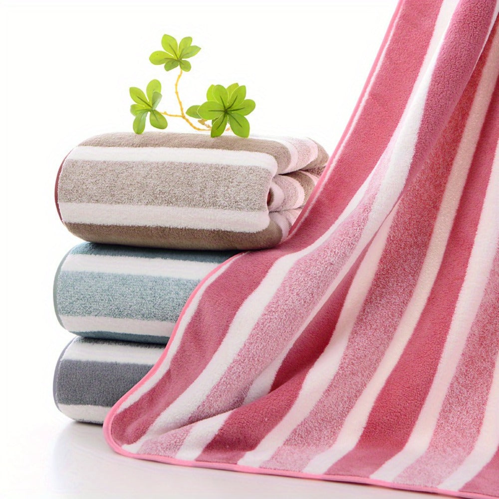 Striped Bath Towel Set 1 or 4 Pack 346GSM - 100% Polyester Super Soft Skin Friendly Absorbent Quick Dry | 70x140cm 27.6x55.1in | Green Gray Red Multi-Color | Home Bathroom Beach Es - product image 14