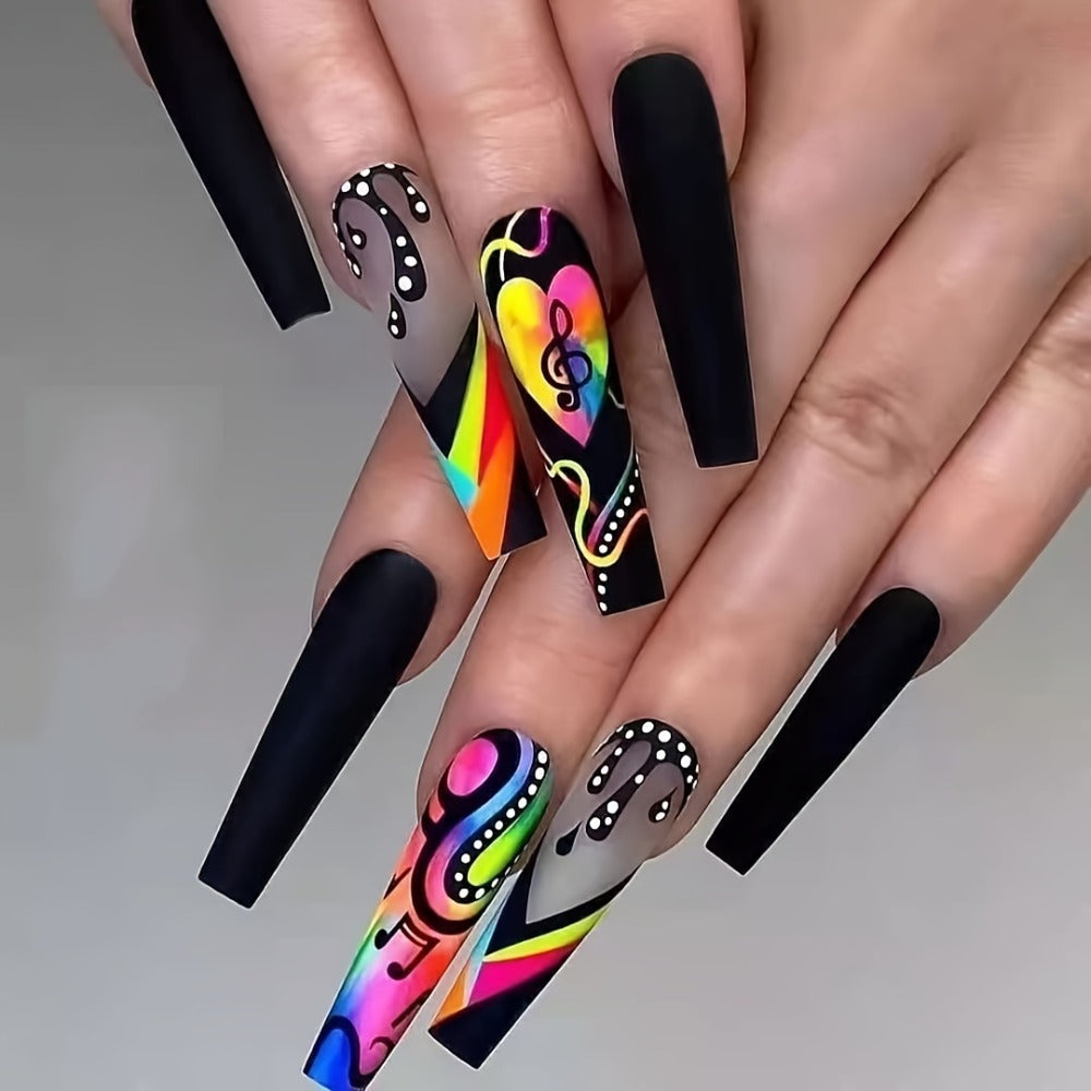 Press On Nails Set 120pcs 5 Boxes Extra Long Cosmic Eyes Crystal Rhinestones Matte Colorful Stripes Floral Glue-On Wearable Nail Art Variety Pack Festive Gift for Women Teens Party - product image 5
