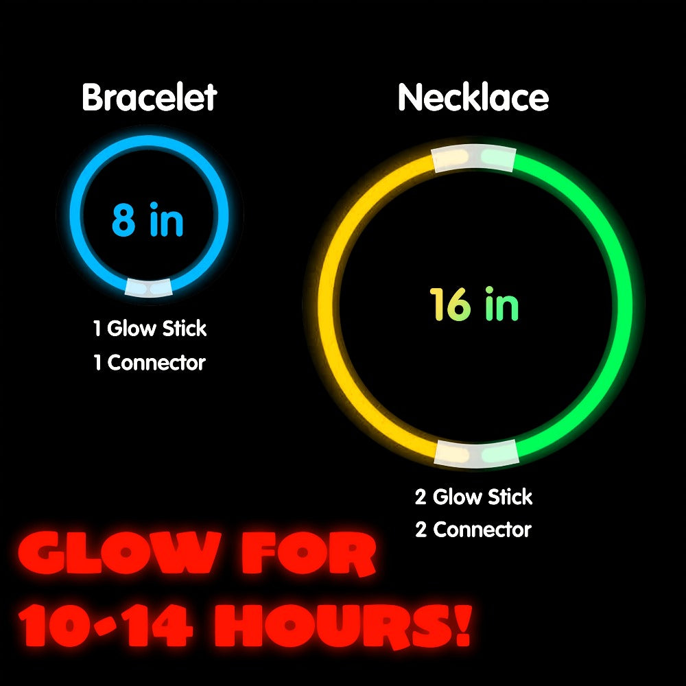 7 Colors Glow in the Dark Bracelets & Necklaces for Halloween Christmas New Year Party Supplies Favors Concerts Festivals – 144-Piece Glow Sticks Bulk Pack 8 Inch