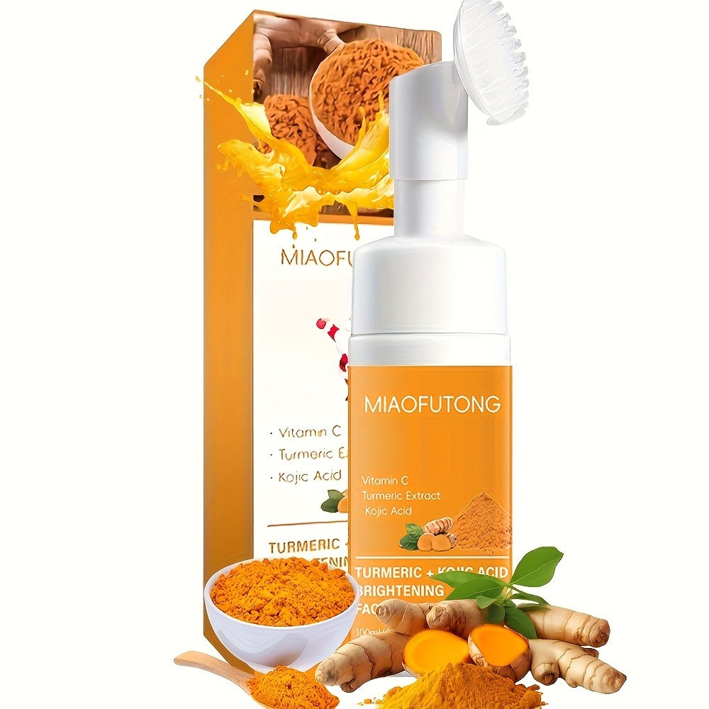 Turmeric Vitamin C Facial Cleansing Kit Face Wash Foam Soap Bars Set Brightening Moisturizing Nourishing Gentle Non-Irritating Cleanser with Brush Applicator All Skin Types Unisex  - product image 5