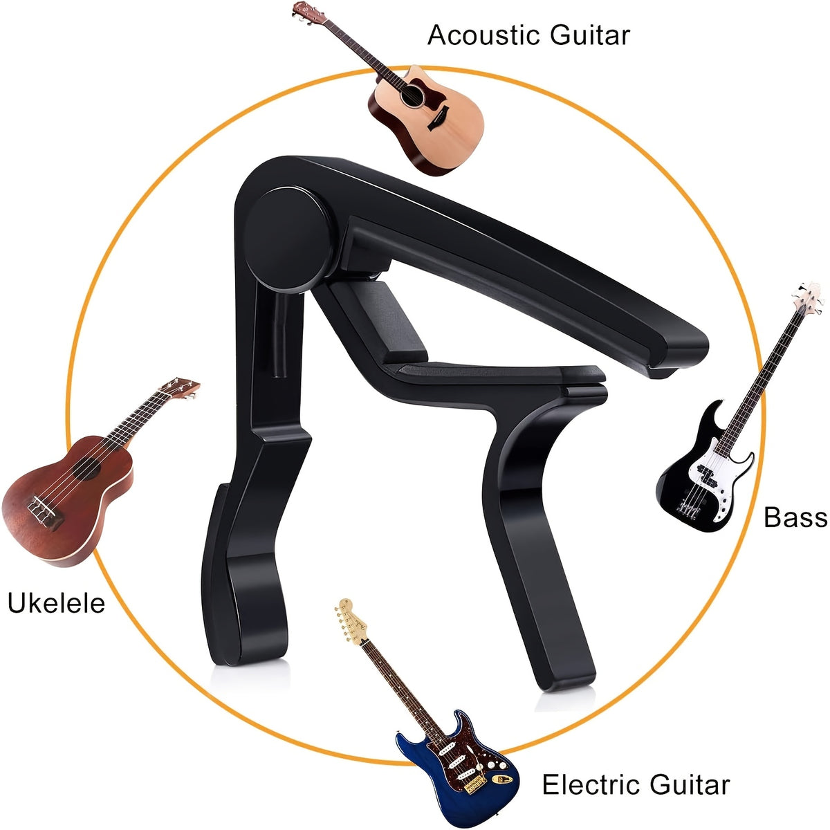 60pcs Acoustic Guitar Accessories Kit Including Guitar Strings, Tuner, Capo, 3-in-1 Restring Tool, Pick Holder, Bridge Pins, Nuts & Saddles, Finger Protector, Finger Picks, Fretboard Stickers