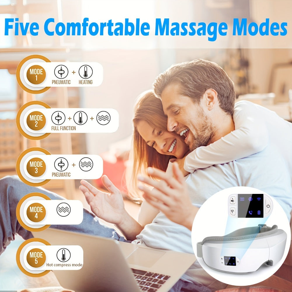 Eye Massager 4D Kneading Vibration Hot Compress Bluetooth Music Massage – Rechargeable Portable Eye Relax Device for Stress Relief - product image 8