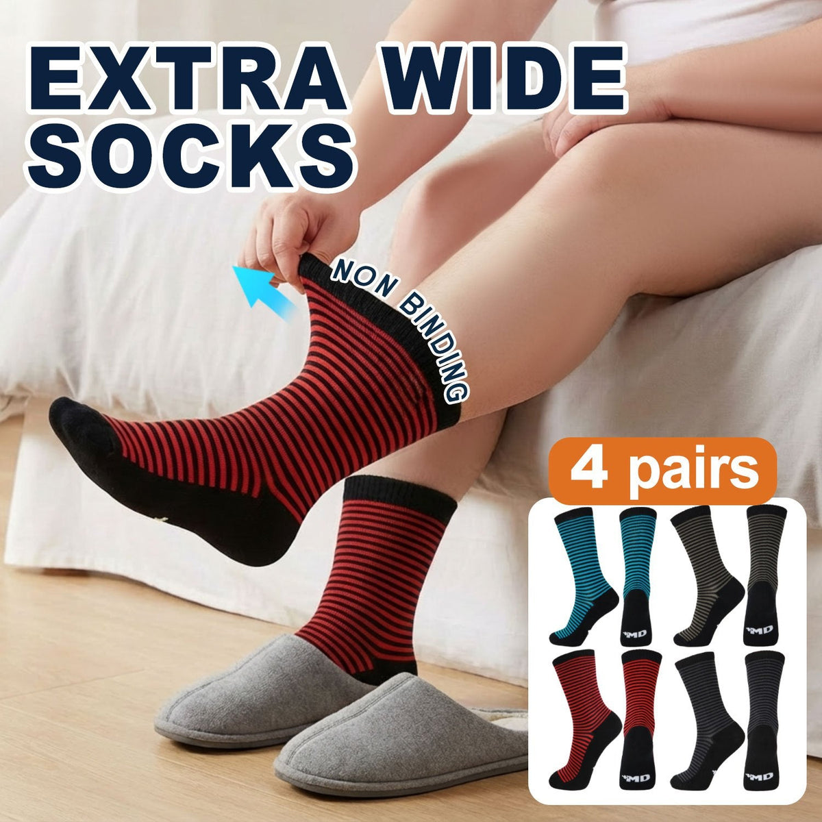 4-Pack Diabetic Socks Men Women Thermal Bamboo Non-Binding Circulation Moisture-Wicking Comfort Socks L XL - product image 13
