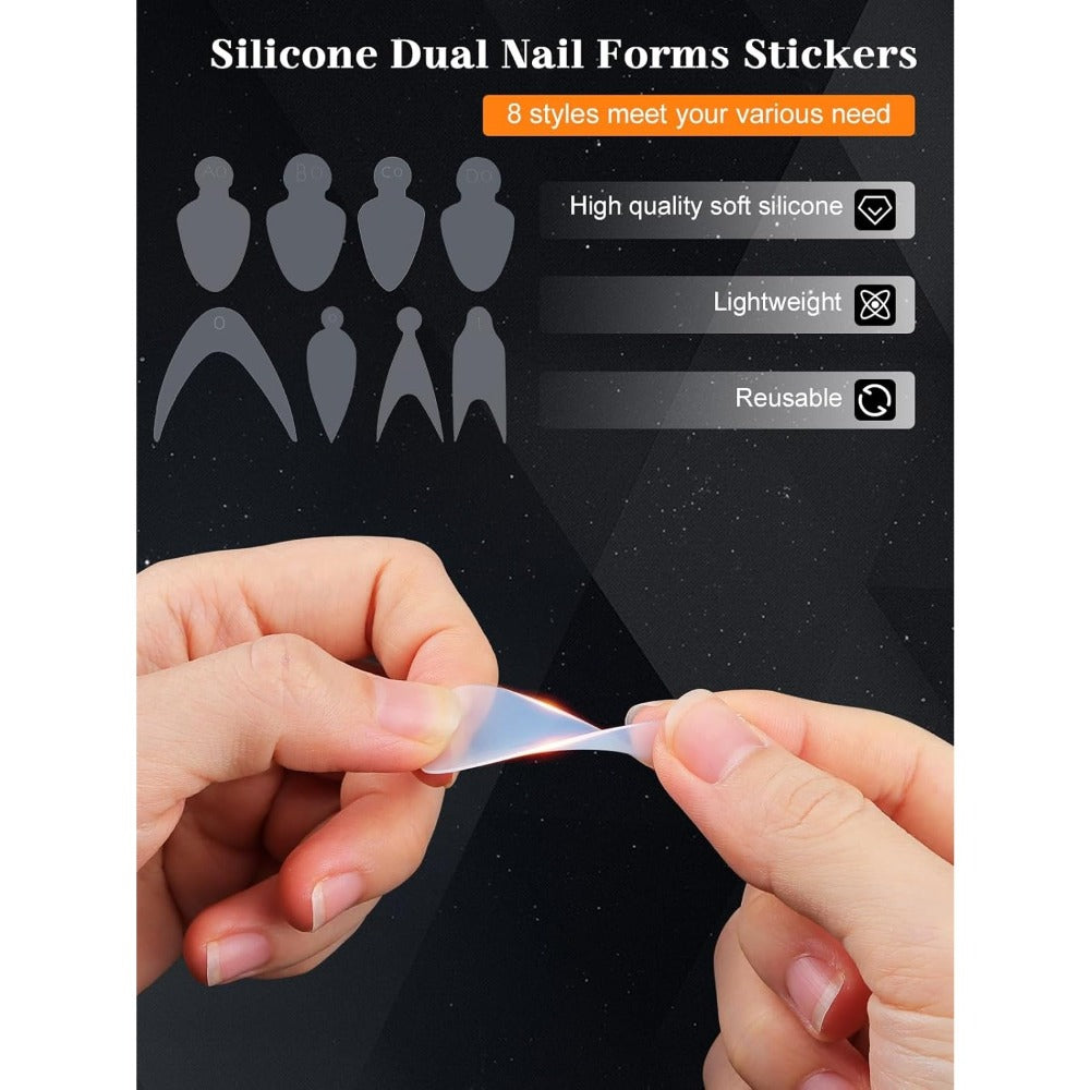 Poly Gel Nail Extension Form Kit - 192pcs Dual Forms, 96pcs Reusable Pads, 8 Shapes Acrylic Mold, Brush Pen, Files & Clips, Complete French Nail Extension Beginner Set for Home Sal - product image 6