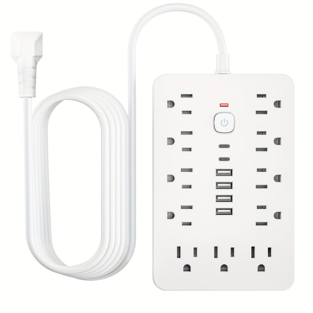 Surge Protector Power Strip 17-in-1 with 11 AC Outlets 4 USB-A 2 USB-C Ports Flat Plug Extension Cord Space-Saving Compact Design for Home Office Kitchen Desk Wall Charging Station - product image 8