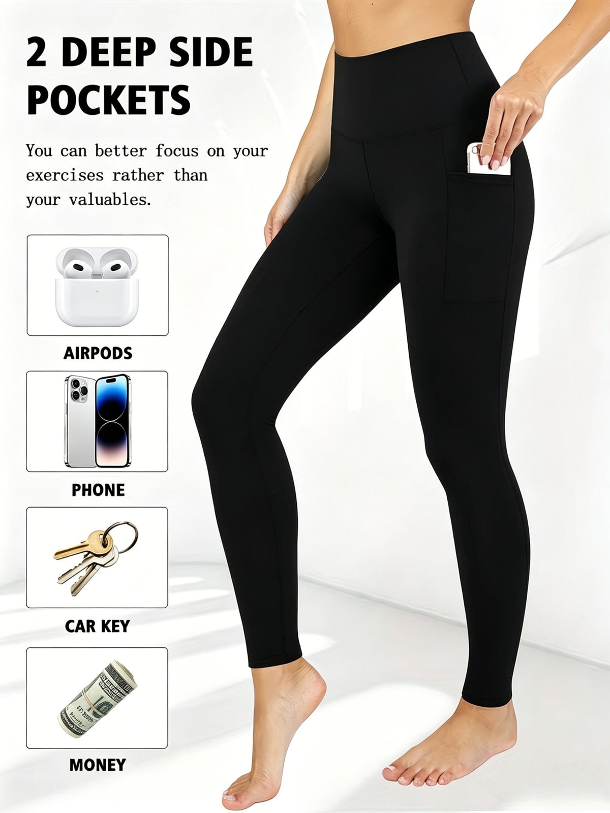 5pcs Women's Hip-lifting& Tummy Control Leggings, Quick-drying, Breathable, Highly Elastic and Soft, Suitable for Gym, Yoga, Pilates, Beach Wear - product image 14