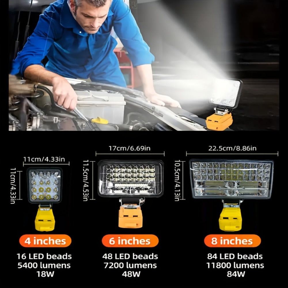 LED Work Light Compatible with DeWalt 20V Battery - 18W/84W Adjustable Floodlight, 4/8 Inch Portable Jobsite Light with USB & Type-C Ports, Angle Adjustable for Camping Automotive  - product image 14