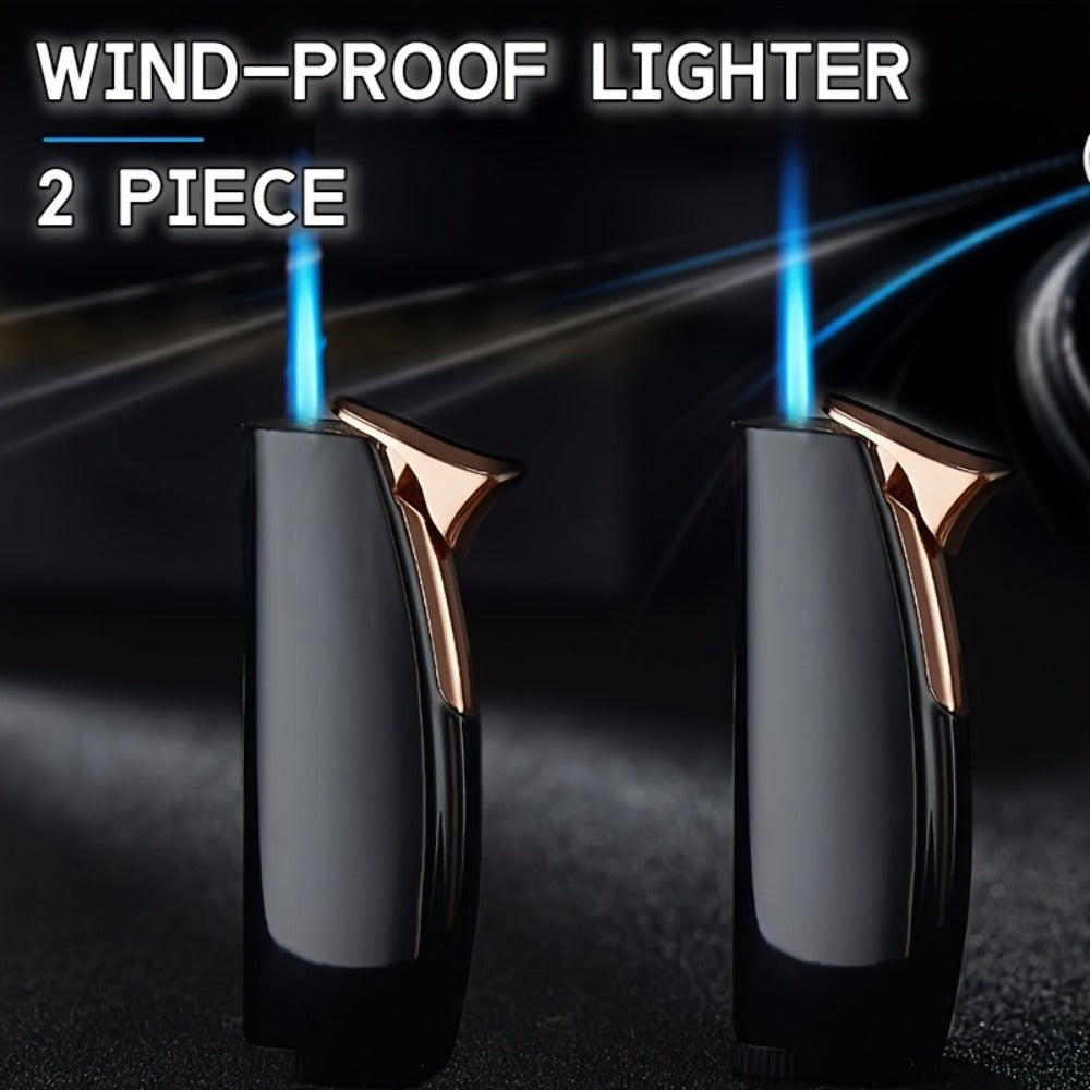 Windproof Lighter 2-Pack – Slim Portable Pocket Lighter with Mirror Finish, Refillable Butane Flame, Fashionable Gift for Men & Women, Available in 8 Colors (Red, Black, White, Sil - product image