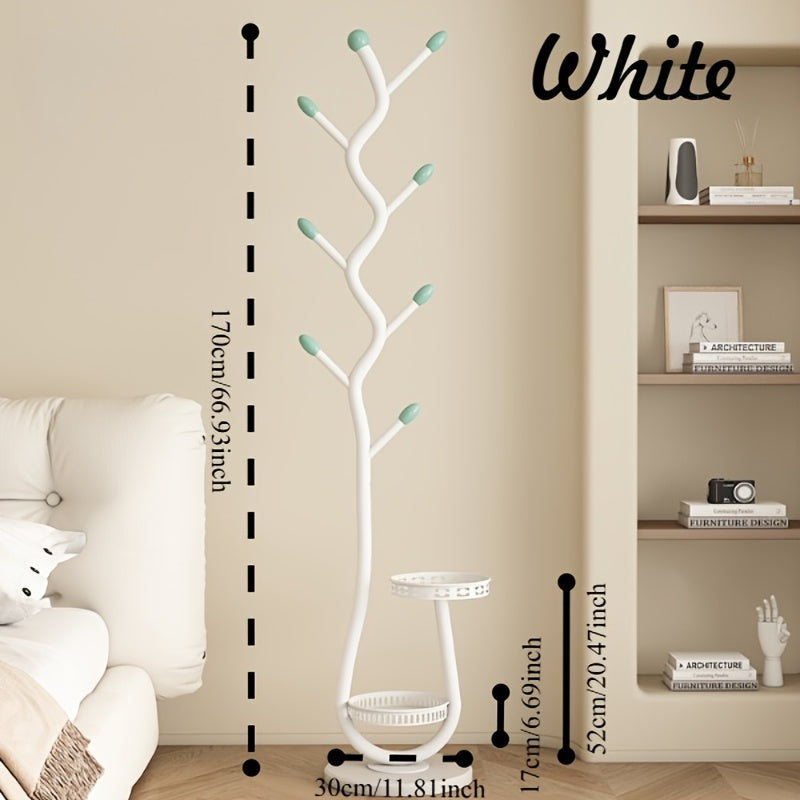 Clothes Rack Freestanding Metal with Shelf - Heavy Duty Garment Rack for Bedroom, Entryway & Closet, Vertical Coat Stand with Bottom Shelf for Coats, Hats, Scarves, Bags | White, B - product image 20