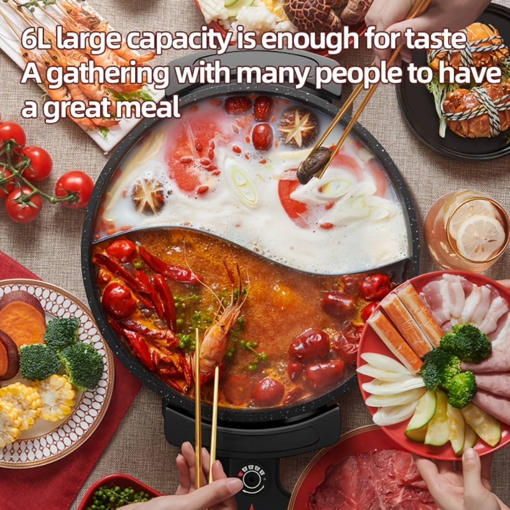 Mandarin Duck Hot Pot Electric – Large Capacity Non-Stick Divided Hot Pot for Steaming, Boiling, Frying & Stewing, Quick Heating, US Plug, Perfect for Family Hot Pot Night - product image 9