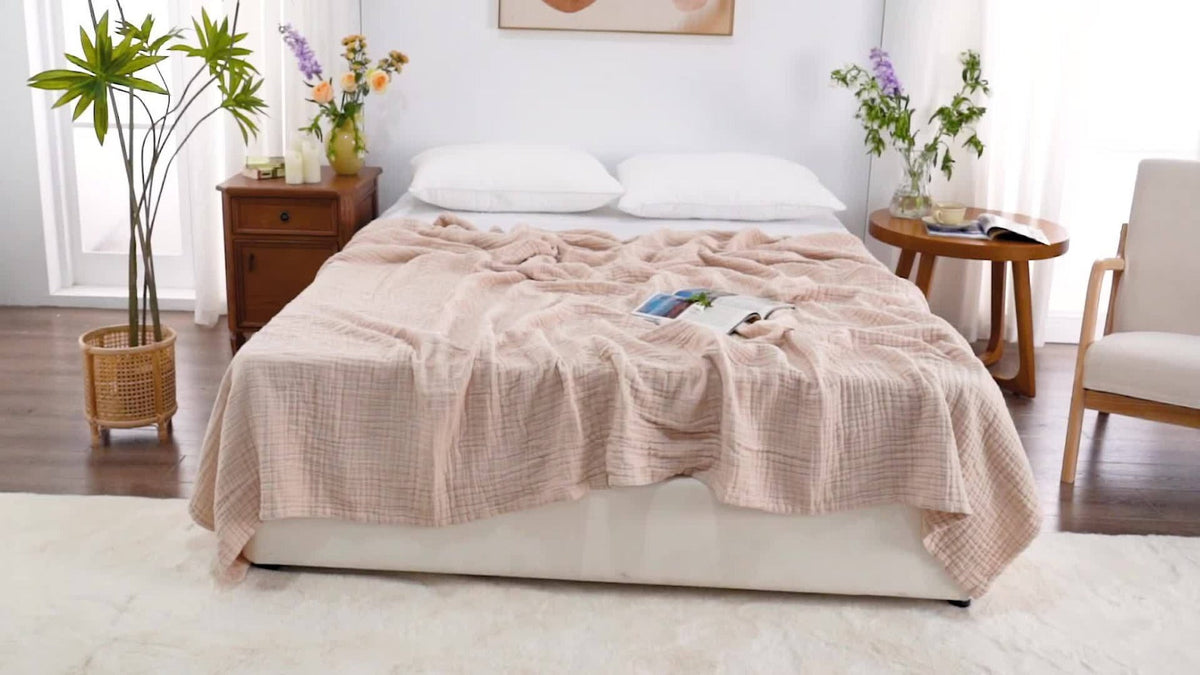 6-Layer Gauze Blanket 100% Muslin – Lightweight Breathable Cotton Throw for Couch & Bed, All Season Adult Blanket, 4 Colors - product image 15