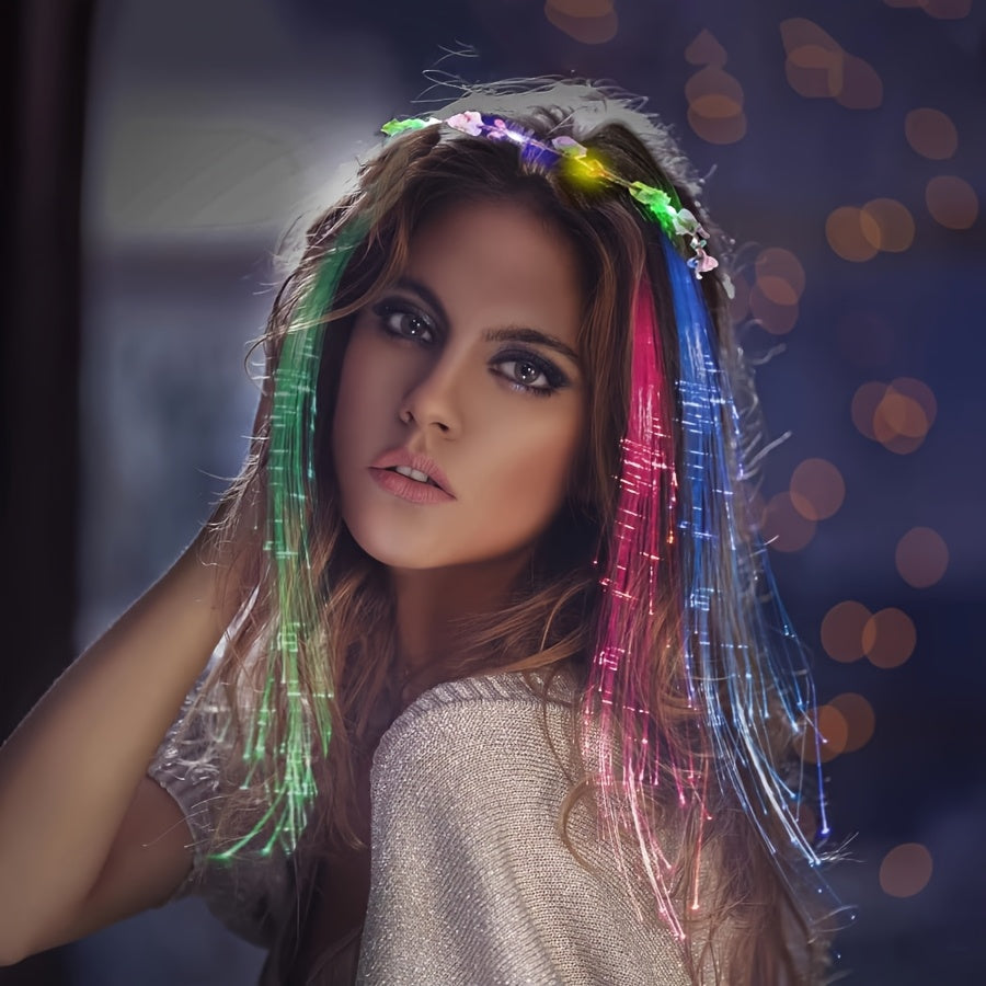 Light Up Flower Crown Headbands 36 Pack Bulk LED Fiber Optic Floral Tiara Glow Party Favors for Women Girls Wedding Birthday Halloween Mardi Gras Bachelorette Cosplay Festival Beac - product image 8