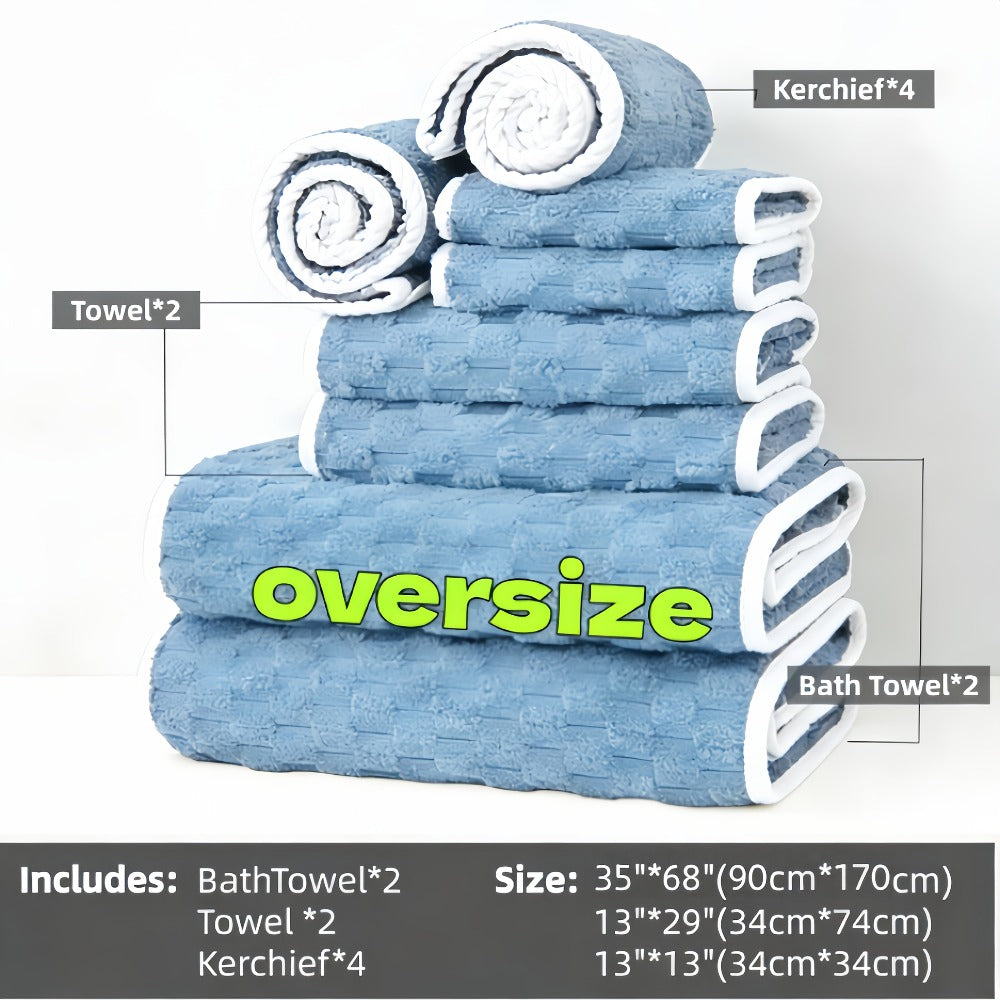 Waffle Weave Bath Towels Set 4 Pack or 8 Pack - Ultra Soft Super Absorbent Quick Dry Microfiber Moire Textured Towels | Spa Gym Travel Daily Use | Multi-Color Sets Gray Pink Blue B - product image 20