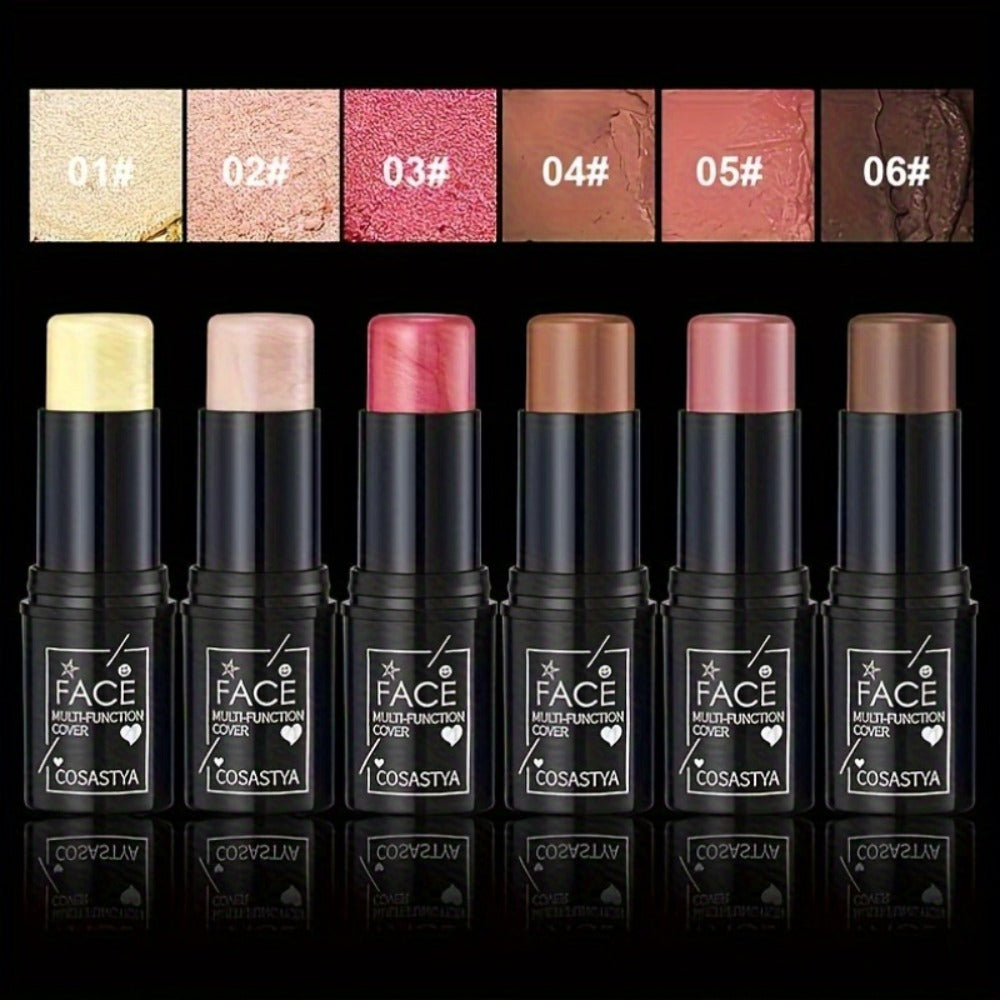 Blush Stick Makeup Set 6 Piece — 3-in-1 Waterproof Blush Eyeshadow Touch-Up Sticks, All-Day Moisturizing Glossy Shimmer, Multi-Color Pink Brown Natural Face Makeup for Women - product image 7