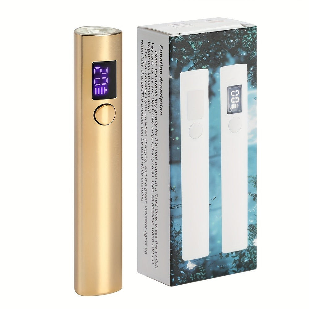 UV LED Nail Lamp Pen-Shape Cordless Rechargeable 365+405nm Gel Polish Curer – Portable Mini Nail Dryer with 2 Timer Modes 20s & 60s for Home Manicure & Nail Art, Gold White Pink - product image 3