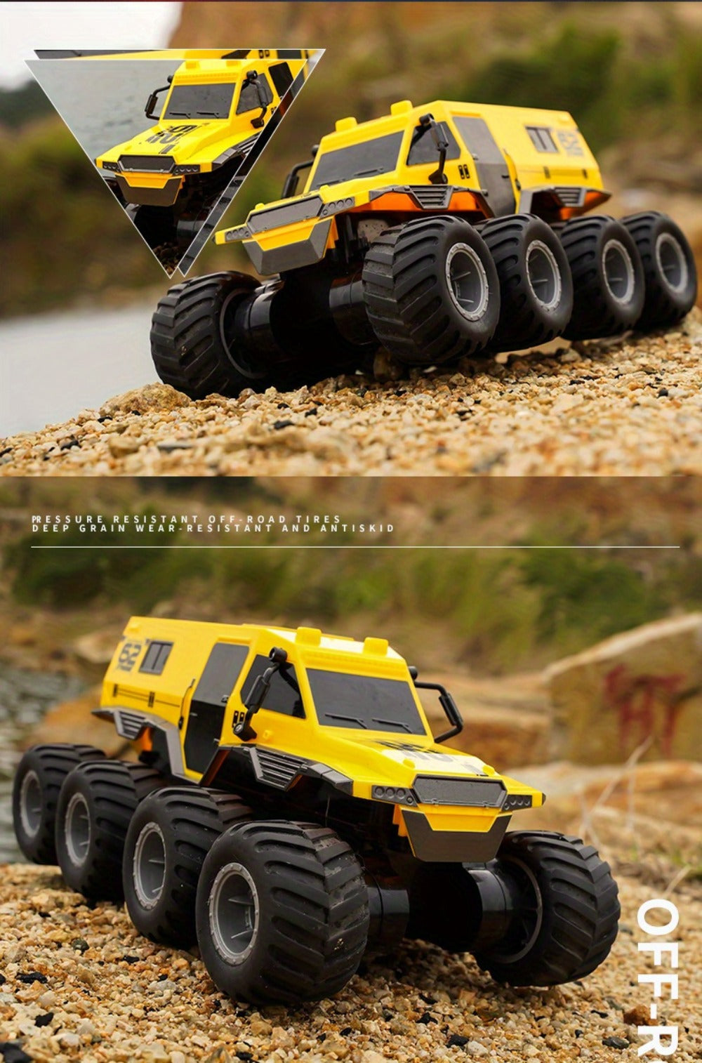 Amphibious RC Truck 8-Wheel Drive 4-Motor Off-Road Climbing Remote Control Armored Vehicle, Oversized All-Terrain Land & Water Military Truck Toy | Epic Gift - product image 9