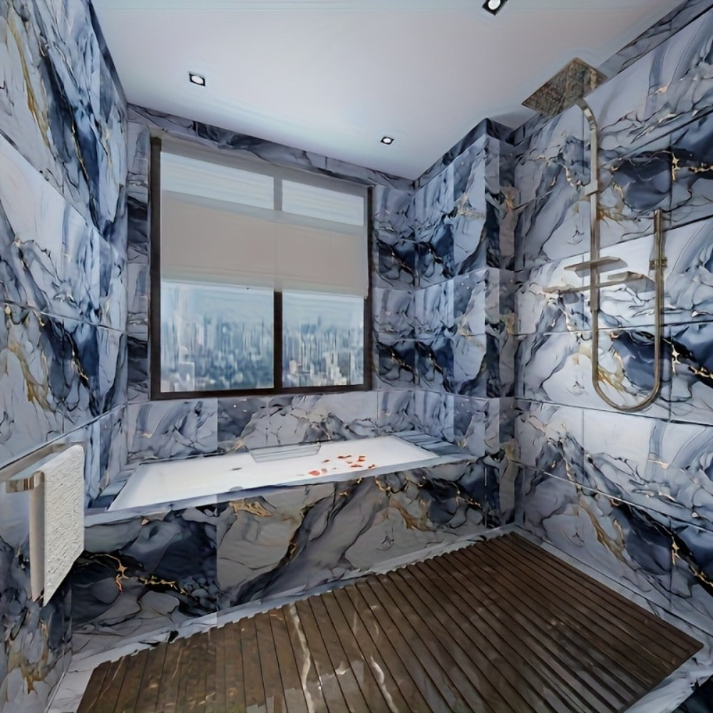Peel and Stick Marble Tile Stickers – Self Adhesive Foam Wall Tiles for Bathroom Kitchen Office Bohemian Home Decor (50/100pcs, White/Gray/Black/Blue Gold) - product image 20