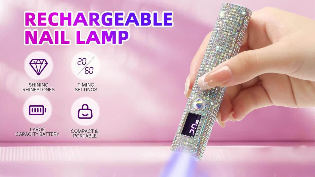 Handheld LED Nail Lamp USB Rechargeable with LCD Display Quick-Dry Gel Polish Curer - Portable Nail Dryer for Fingers & Toes Home Salon Manicure Pedicure, Silvery Diamond Design fo - product image 7