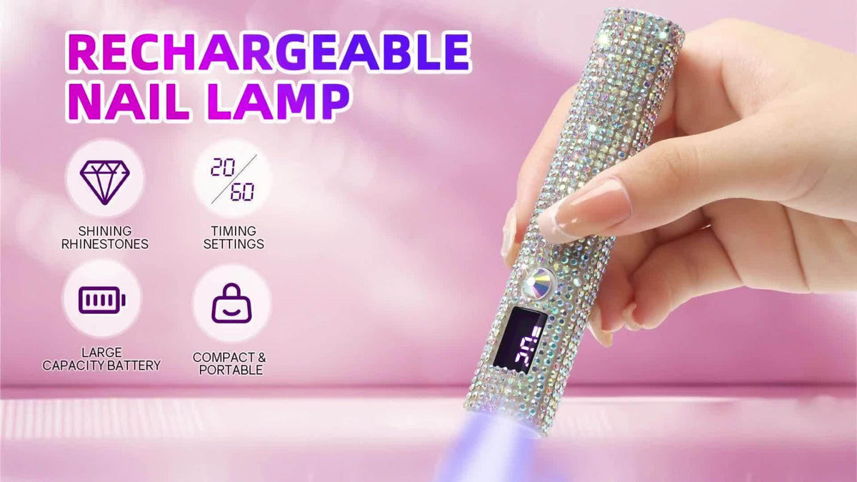 Handheld LED Nail Lamp USB Rechargeable with LCD Display Quick-Dry Gel Polish Curer - Portable Nail Dryer for Fingers & Toes Home Salon Manicure Pedicure, Silvery Diamond Design fo - product image 7