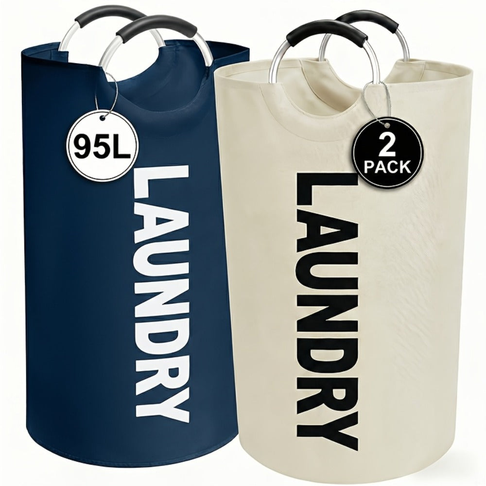 Laundry Basket 2pcs Large Foldable 25.1 Gallon, Collapsible Elevated Hamper with Half-Ring Handles for Bedroom, Bathroom & Laundry Room, Multiple Color Options - product image 23