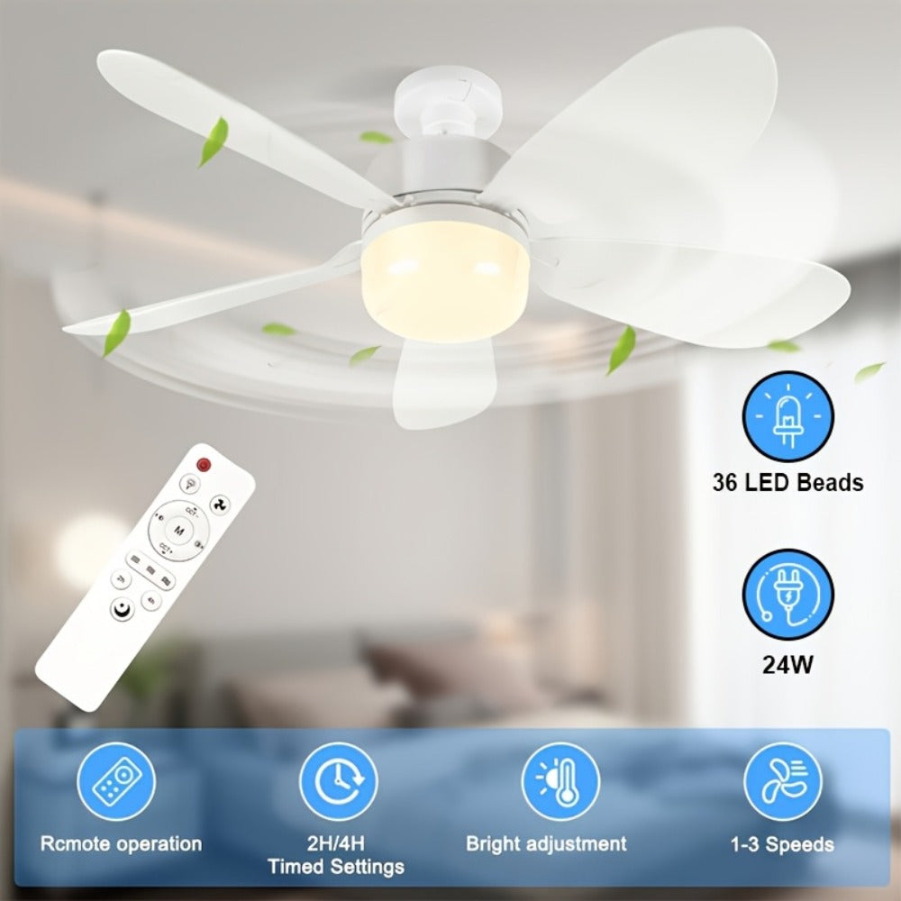 Ceiling Fan with Light and Remote Control | 5-Blade 20 Inch 3-Speed 3-Color Dimmable LED Fan Light | Timing Mute E26/E27 Screw-In Easy Install for Kitchen Living Room Bedroom - product image 5