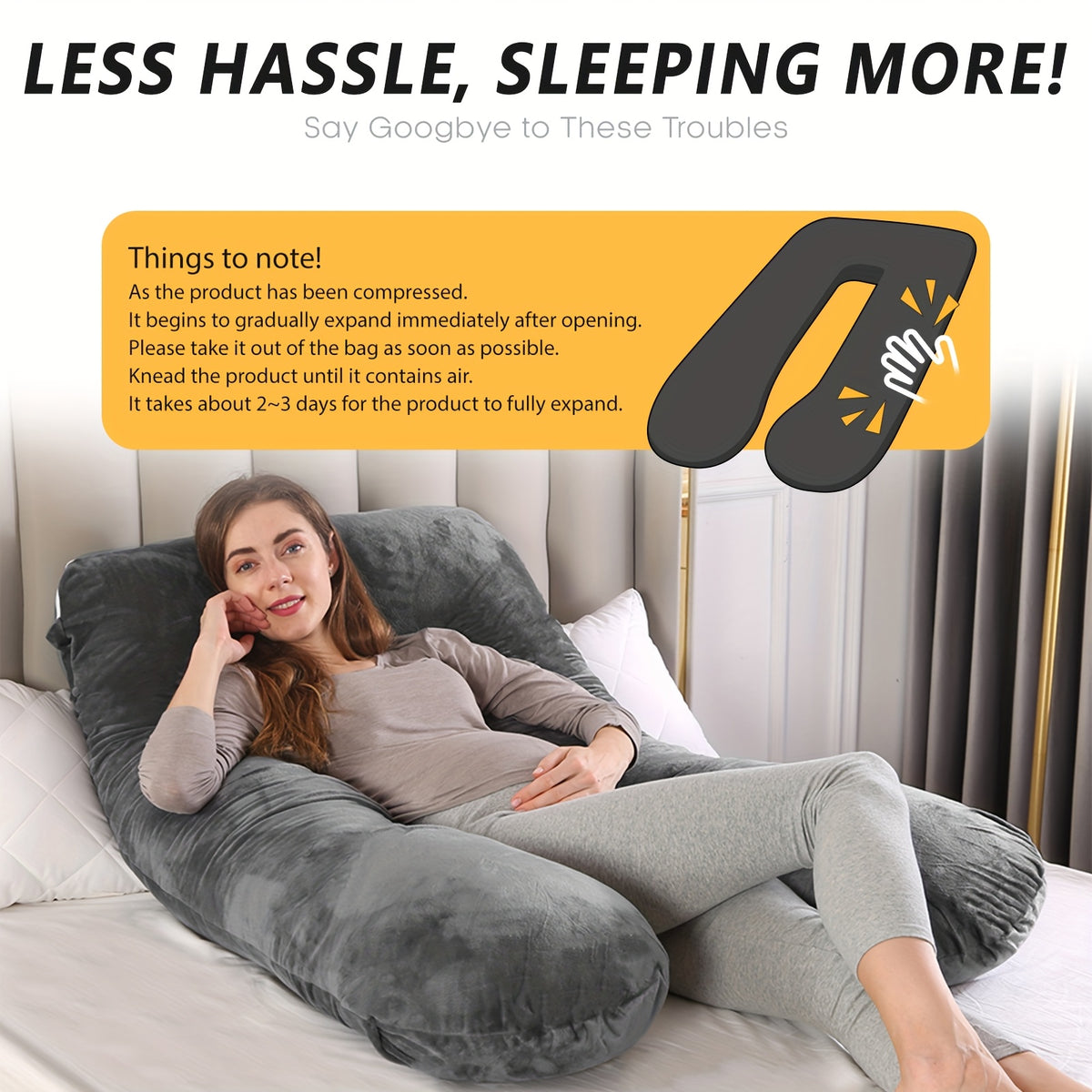 U-Shaped Maternity Pillow for Back, Neck, and Leg Support – Soft, Portable, and Comfortable Polyester Pregnancy Pillow for Expecting Moms, Hand Wash or Dry - product image 6