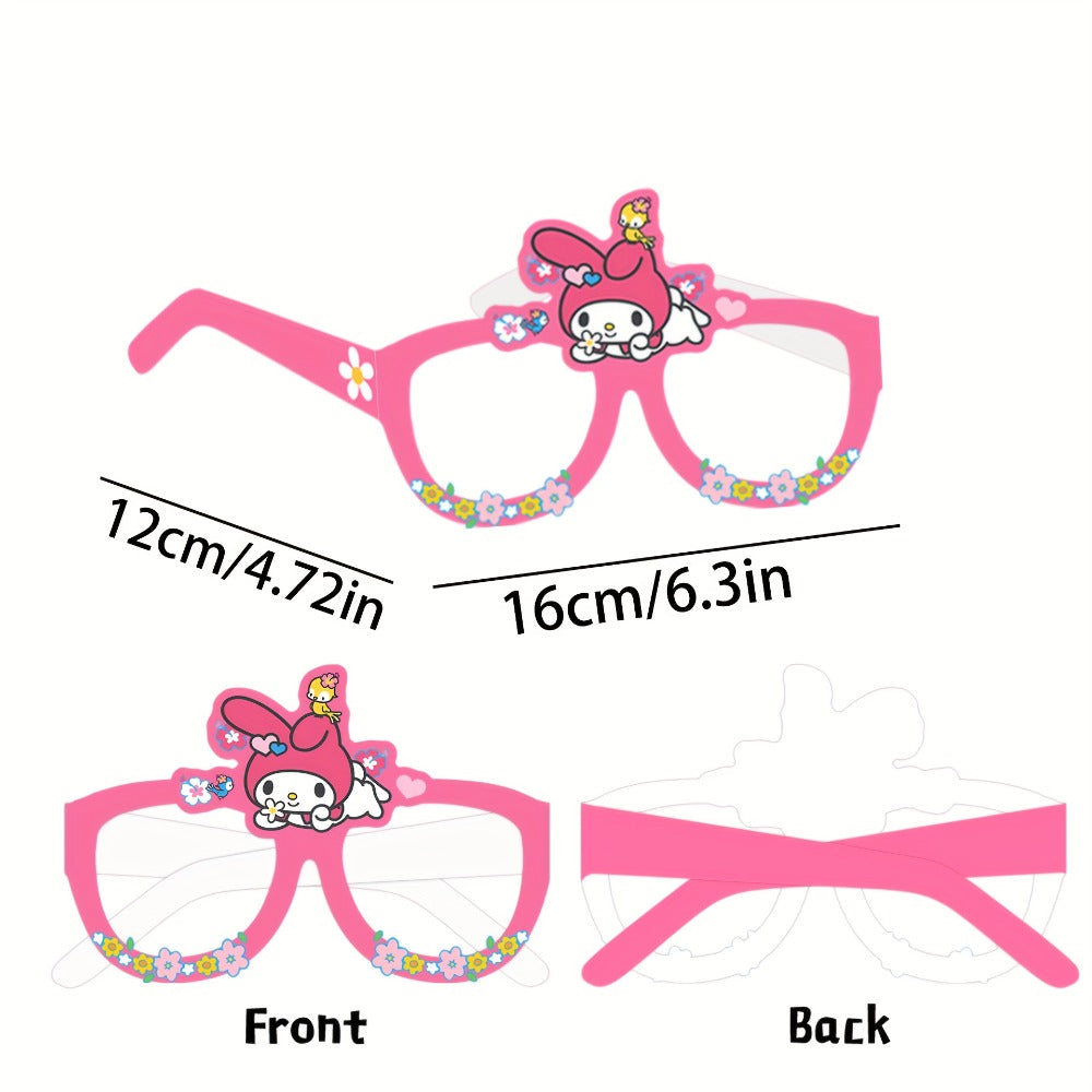 Licensed Paper Party Eyewear for Birthday Party Favors, Holiday Celebrations, Kawaii Themed Events & Seasonal Decor | Sanrio Photo Booth Glasses Props 12 Pcs Hello Kitty Kuromi My Melody Cinnamoroll Gudetama