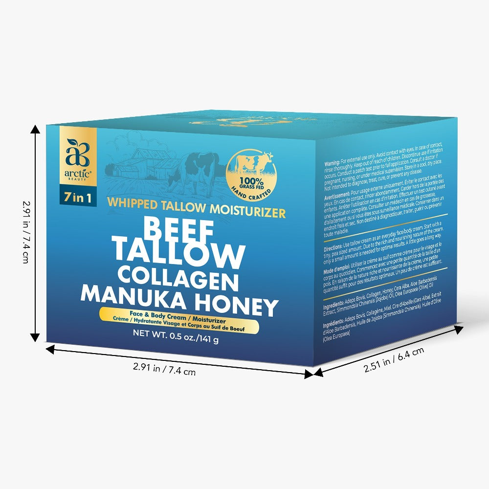 Whipped Beef Tallow Moisturizer - Organic Grass-Fed Face & Body Cream with Manuka Honey, Jojoba Oil, Collagen & Aloe Vera, All-in-One Natural Skincare for All Skin Types - product image 4