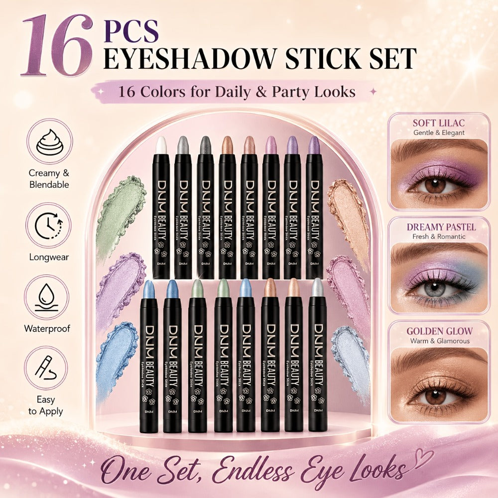 Highly Pigmented Eyeshadow Stick Set 16 Colors Waterproof Matte & Shimmer Eye Makeup Pencil Kit — Blendable Crease-Proof Long-Lasting Eye Crayon for Women Beginners Daily & Glam Lo - product image 11