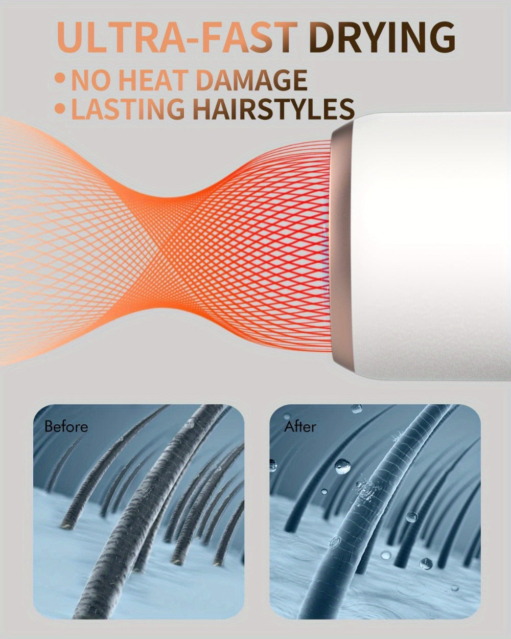 Ionic Hair Dryer 1600W with Diffuser Concentrator Nozzle 2 Speed 3 Heat Settings Cool Shot ALCI Safety Plug Brushed Motor Anti-Frizz Portable Blow Dryer for Straight Curly Wavy Hai - product image 14