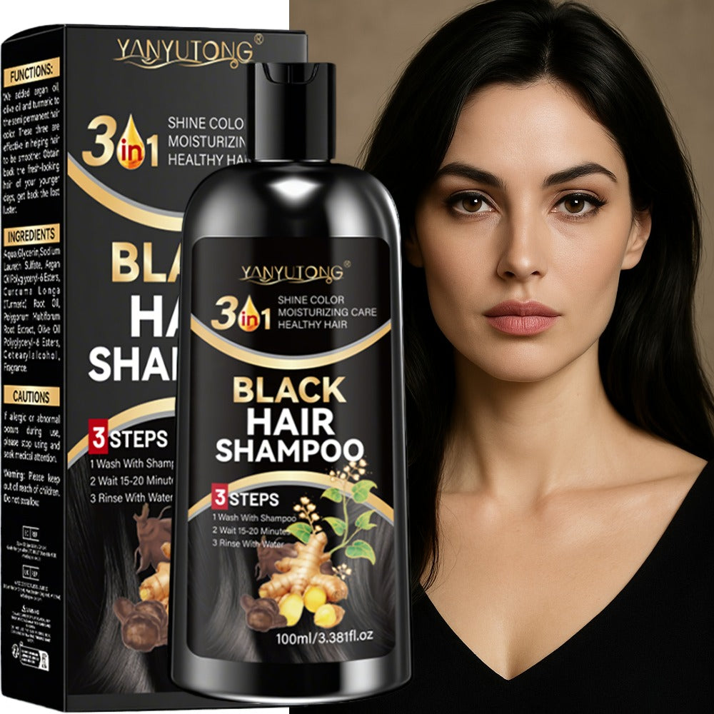 Polygonum Multiflorum Black Hair Dye Shampoo with Ginger Extract 100ml — Instant Gray Coverage, Gentle Plant-Based Ammonia-Free Formula, Long-Lasting Color, He Shou Wu, Unisex Men  - product image 6