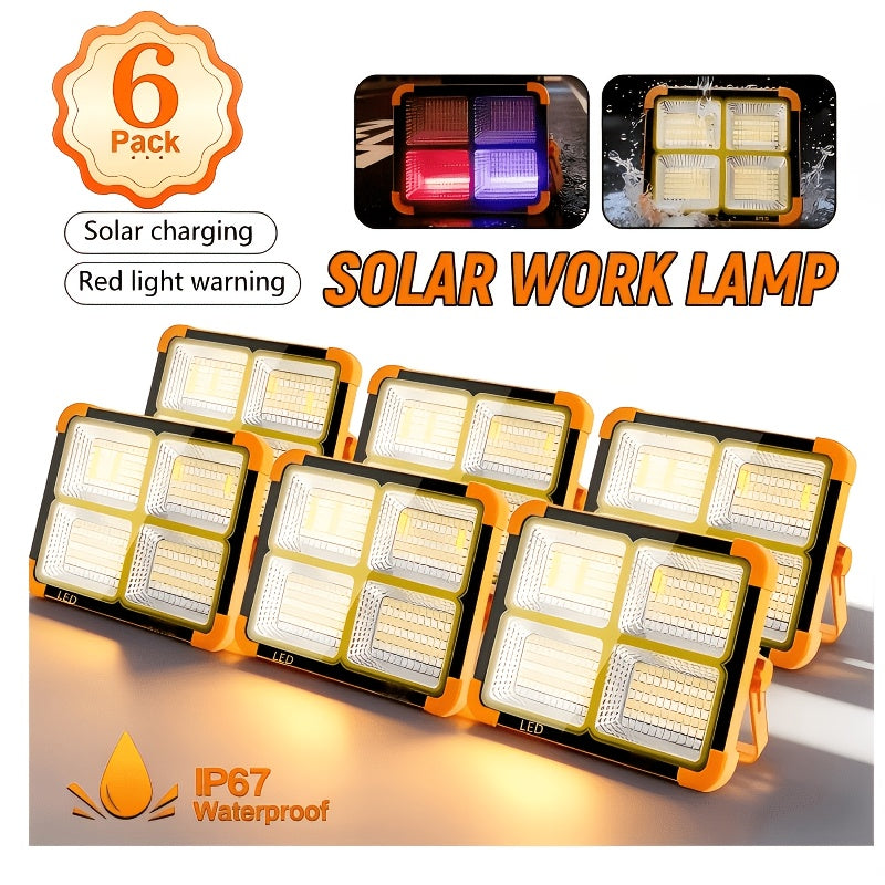 2000 Lumen Rechargeable Camping Light, Adjustable Brightness, Solar & USB-C Dual Charging, Waterproof Portable Hanging Lamp for Camping, Hiking, Garage & Emergency, 1/2/6/10 Pack – Solar LED Work Light with Magnetic Hook