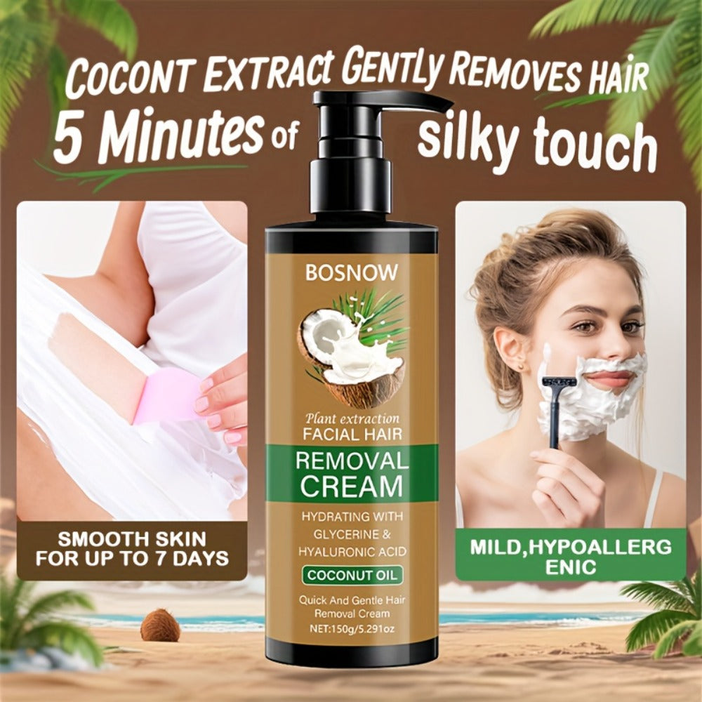 Painless Hair Removal Cream 150g 3-Minute Fast Acting – Coconut Extract Squalane Depilatory for Underarms Arms Legs Thighs Body Bikini, Smooth Skin Up to 15 Days for Women - product image 9