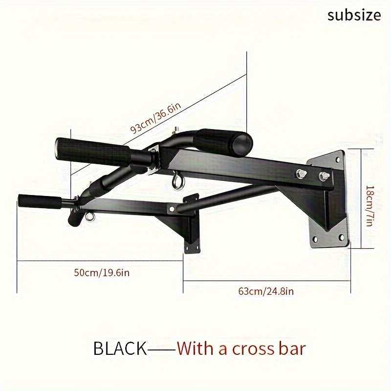 Heavy Duty Steel, Adjustable Height, Ergonomic Grips, Easy Installation with Pre-Drilled Holes for Pull-Ups, Push-Ups & Chin-Ups | Wall-Mounted Pull-Up Bar for - product image 2