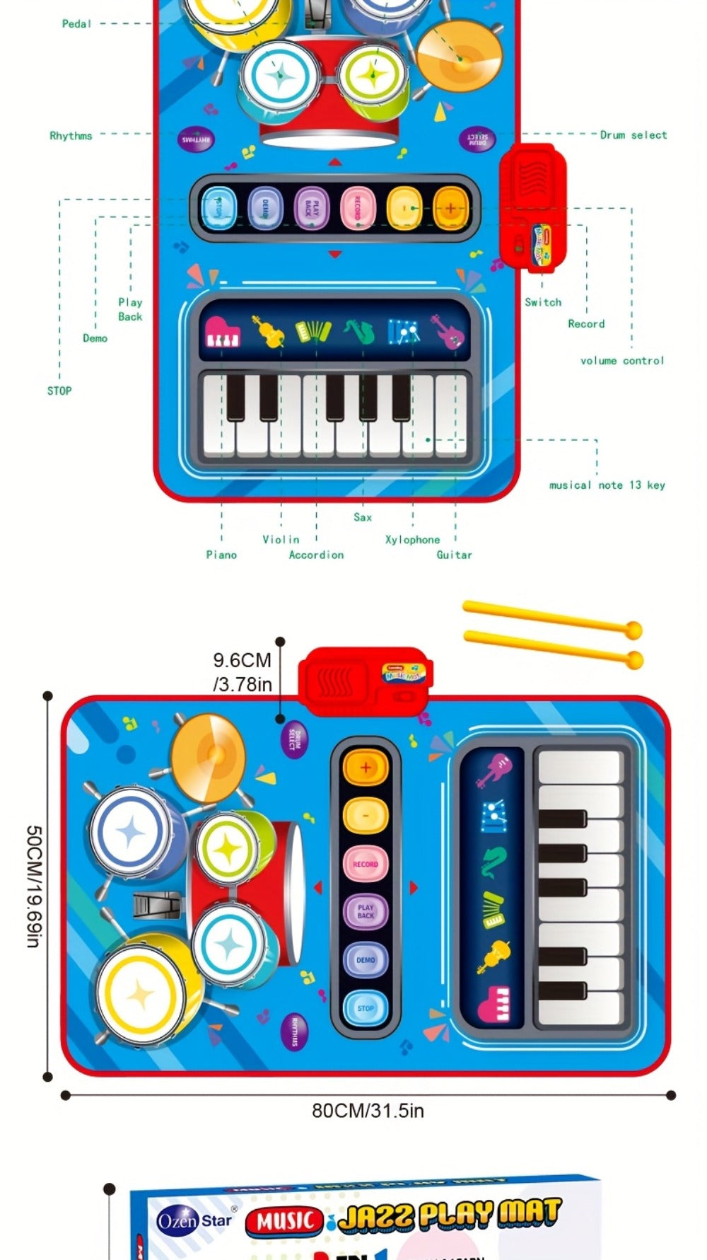 Kids Electronic Drum Music Mat – Dance Drum Pad for Boys & Girls – Multifunctional Musical Toy for Skill Development & Family Bonding – Birthday Christmas - product image 14