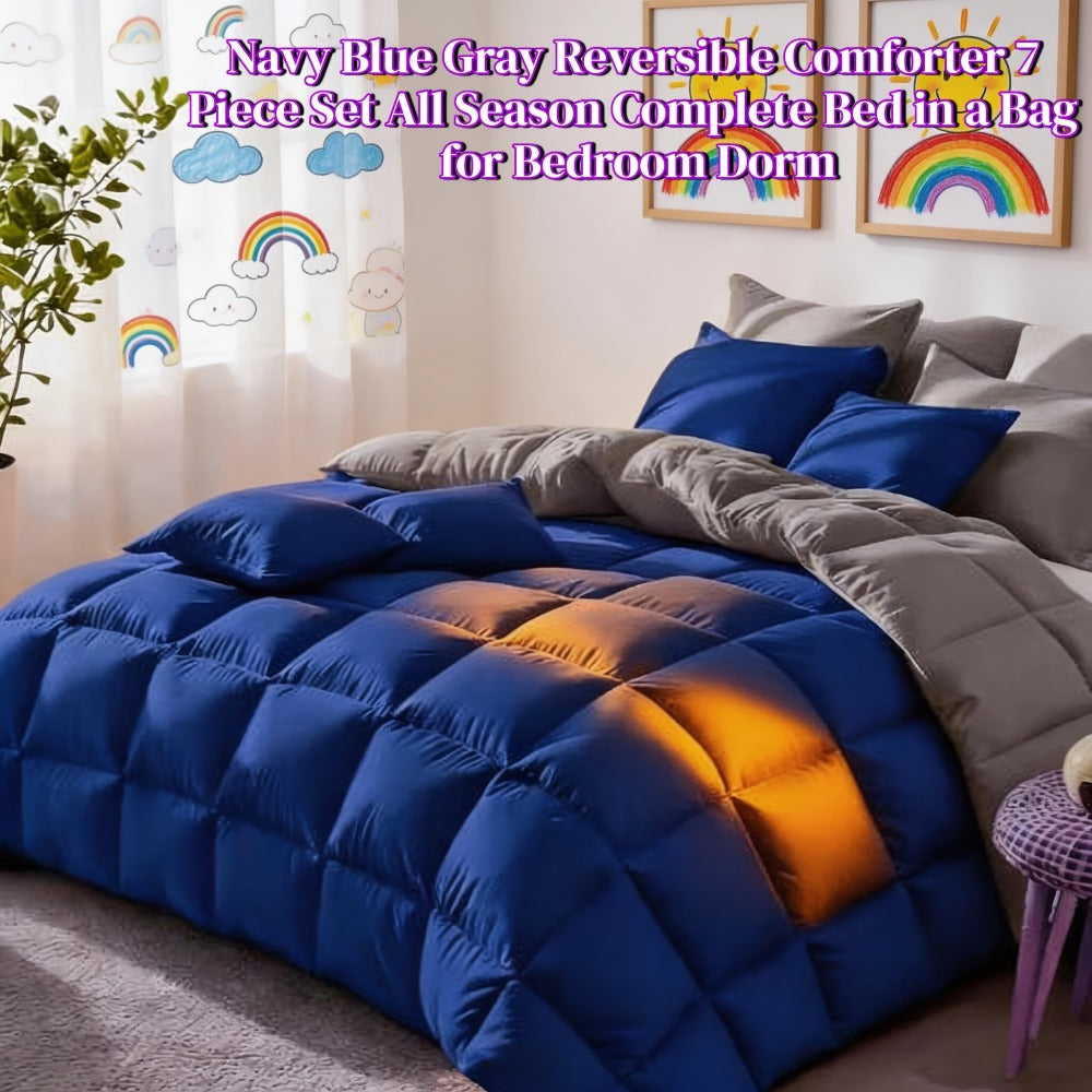Comforter Set 7 Piece Bed in a Bag Full Queen King Soft Satin-Like Fabric with Fitted Sheet Flat Sheet Pillowcases Breathable Bedding Set for Bedroom Hotel - product image 14