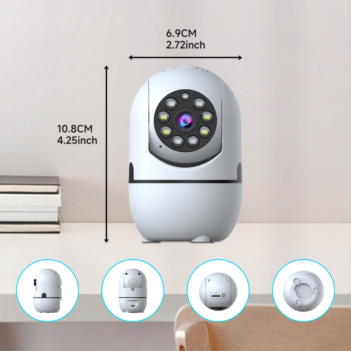 4pcs Wireless Security Camera Indoor with 355° Pan & Tilt, Night Vision, Motion Detection, 2-Way Talk, Baby/Pet Monitor, 2.4/5G WiFi, Support Cloud & Max. 256G - product image 2